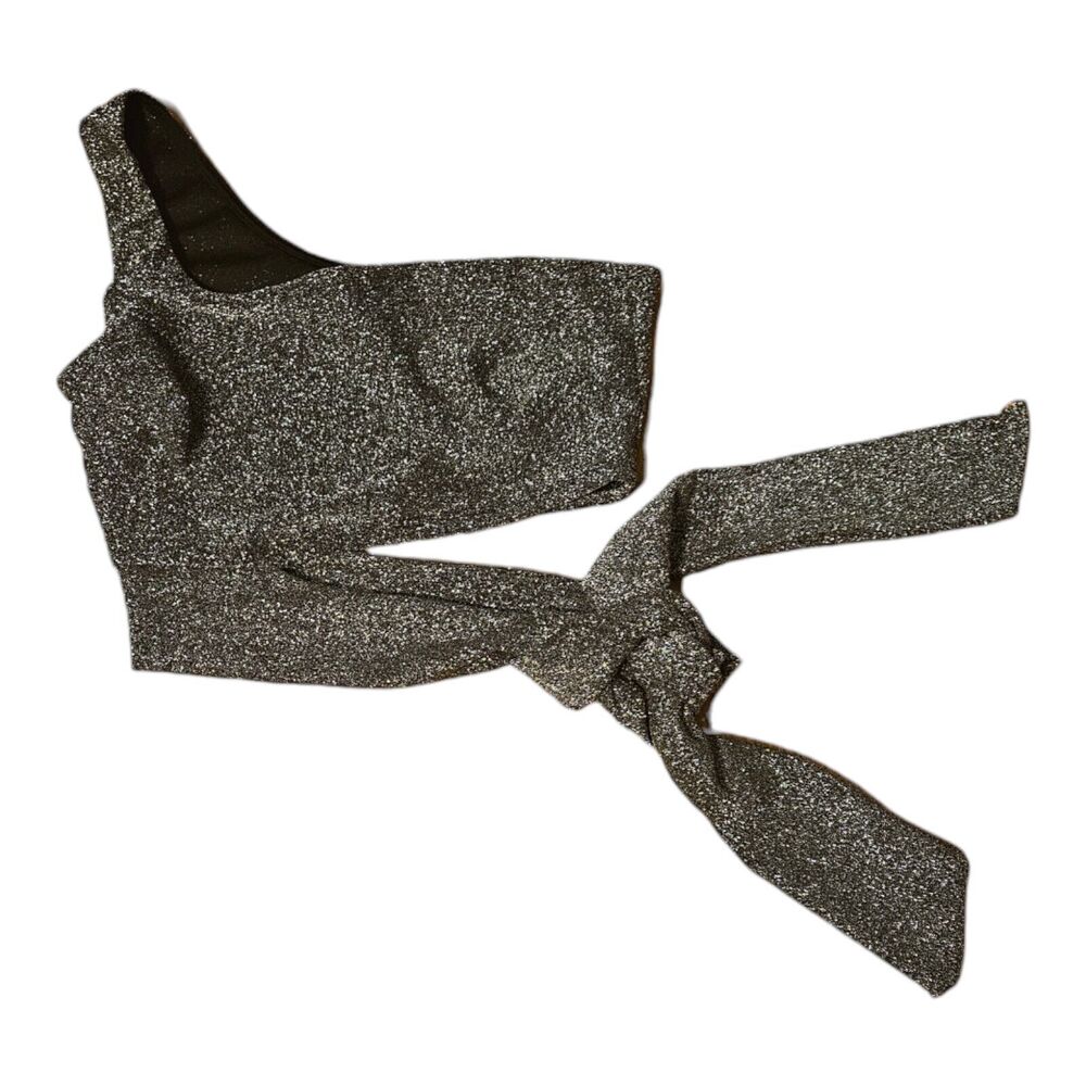 Windsor Small Gray Sparkly One Shoulder Tie Around Top